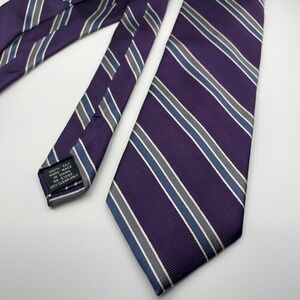The Mens Store Bloomingdales Purple Stripe 100% Silk Tie Hand Made